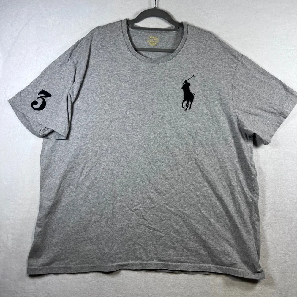 Polo Ralph Lauren Mens 3XB Gray Big Pony Embroidered Cotton T-Shirt Big & Tall